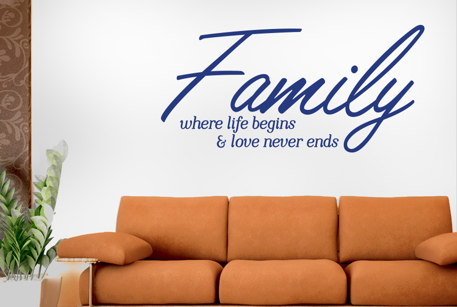 Family Where Life Begins Love Never Ends Script Wall Stickers Vinyl Art