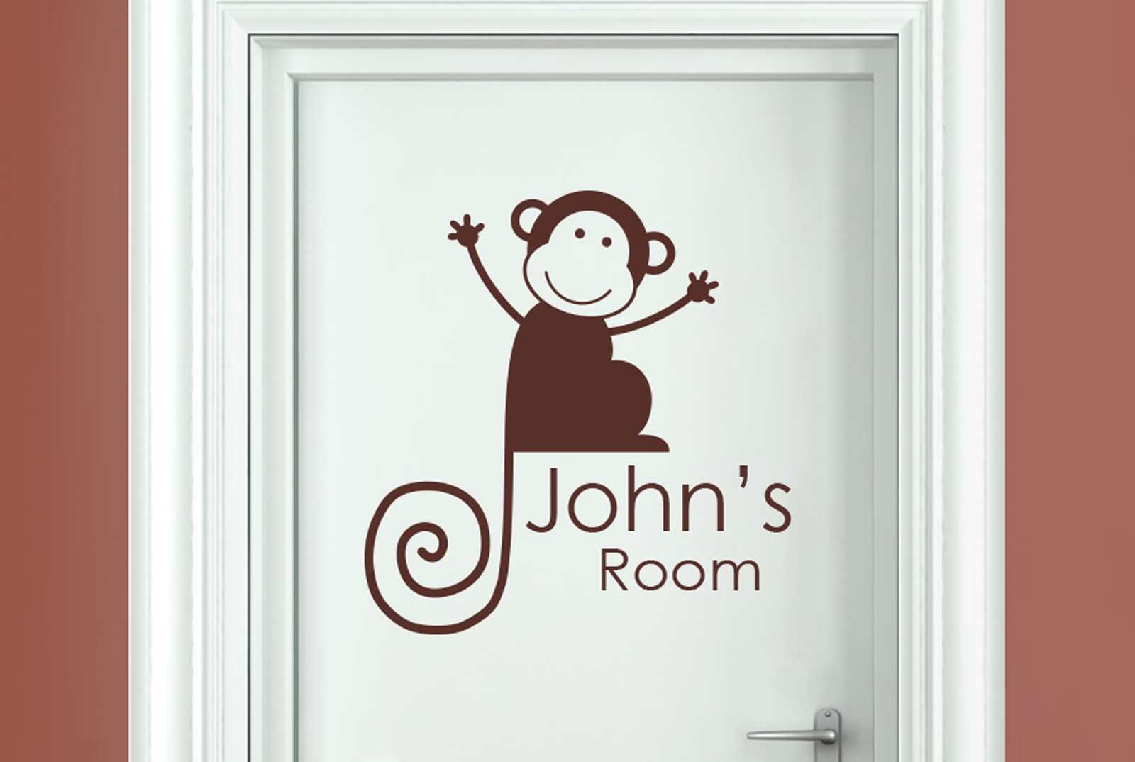 Personalised monkey girls room door Wall Stickers Vinyl Art Decals 